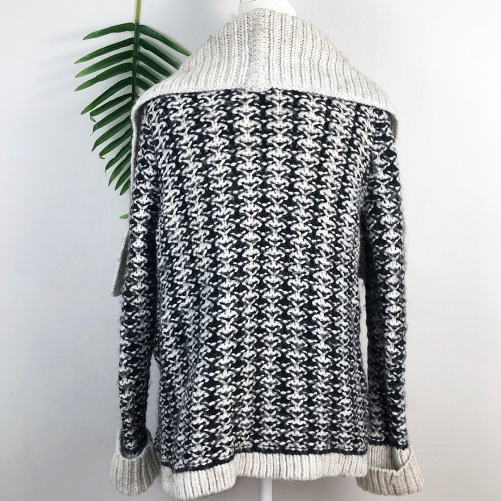 LOFT WOOL ALPACA BLEND HOUNDSTOOTH CARDIGAN SWEATER MEDIUM - Picture 5 of 9